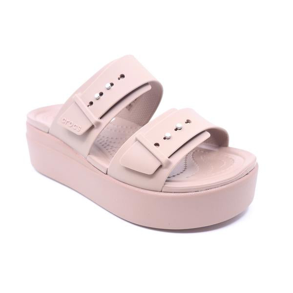 Crocs Brooklyn Buckle Low Wedge Latte