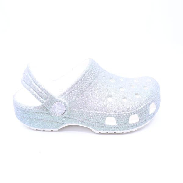 Crocs Classic Clog Kids Iridescent Glitter White