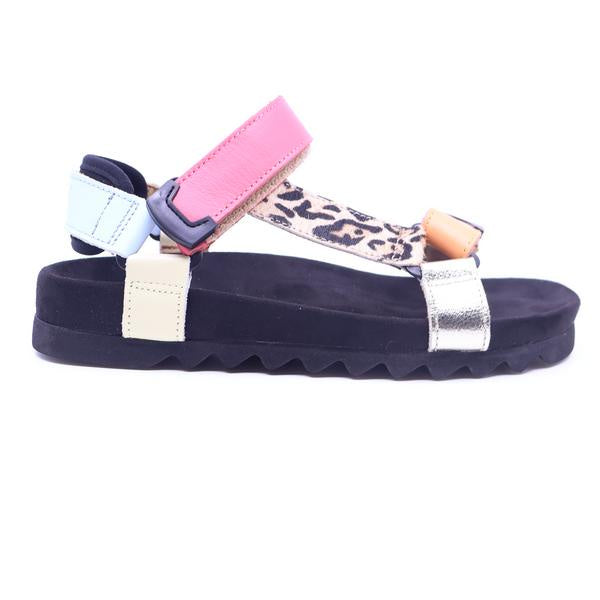 Rollie Sandal Tooth Wedge Multi Leopard