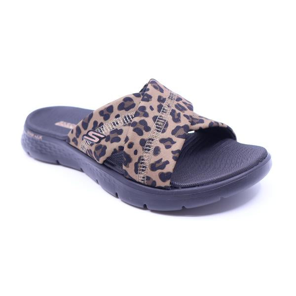 Skechers Go Walk Sandal Kat Black Leopard